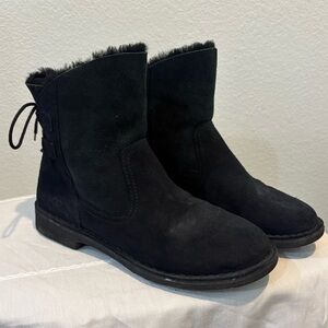 UGG Naiyah boots in black nubuck leather with genuine shearling lining.